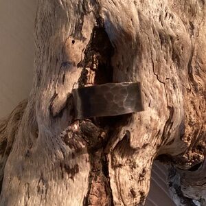 Handcrafted Hammered Oxidized Copper Ring Size 8